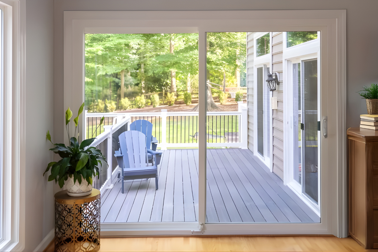 gas-pipeline Sliding glass patio door installed in residential home